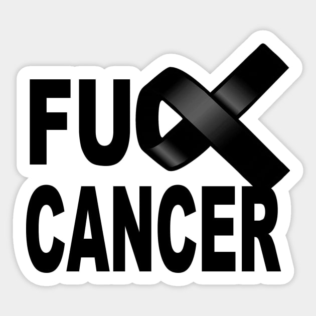 Fuck Cancer design with black ribbon for awareness and fighting disease Sticker by pickledpossums